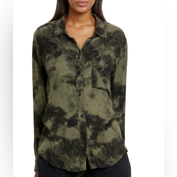 Rails hunter olive tie dye button shirt - Picture 1 of 7